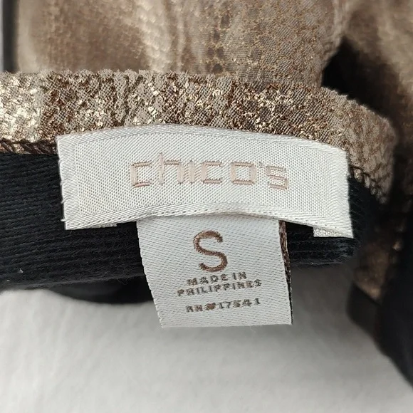 Leather Gold Snakeskin Print Black Vintage Chico's EUC Size SMALL Lined - Picture 6 of 9